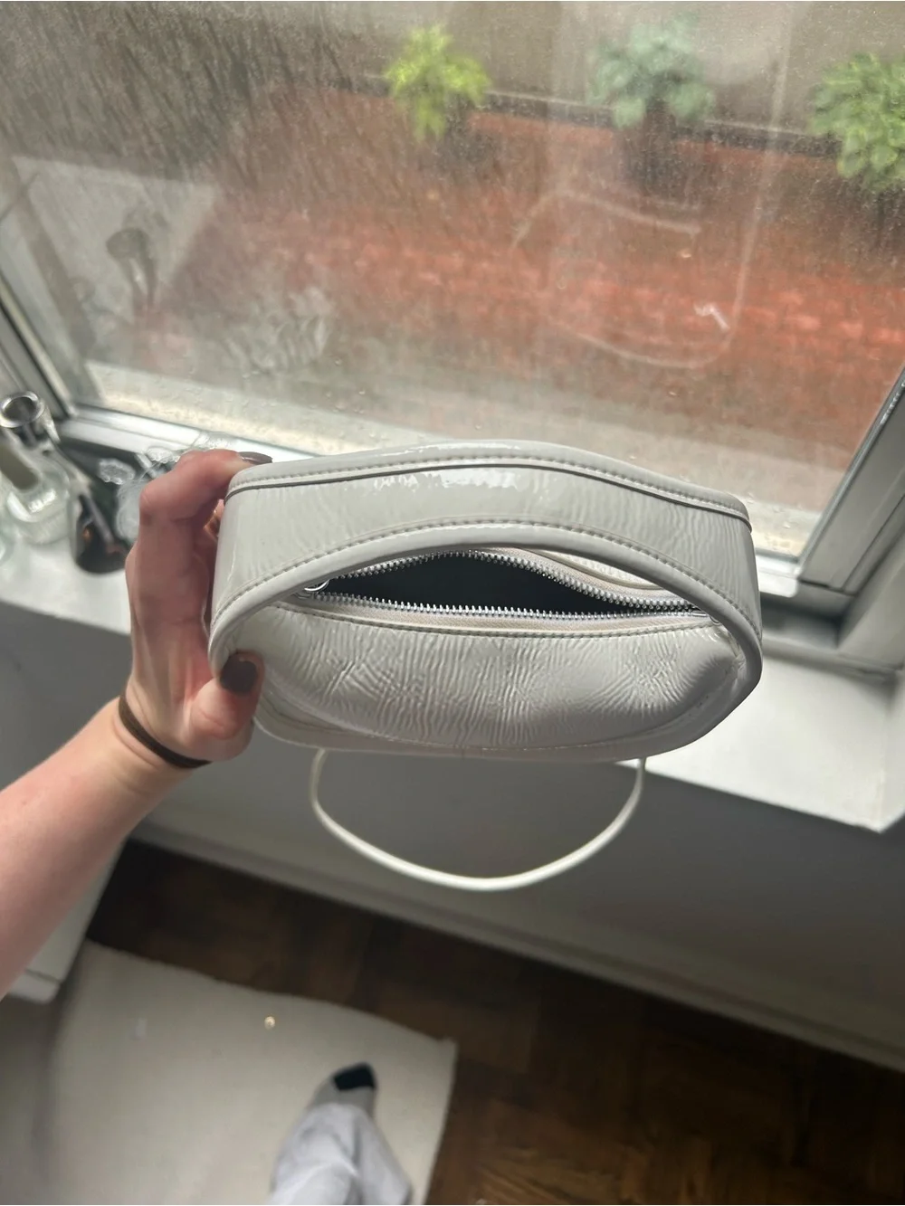 STAUD Cream Mini Croissant Shoulder Bag